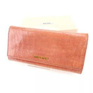 miumiu Wallet Purse Long Wallet Pink Gold Woman Authentic Used